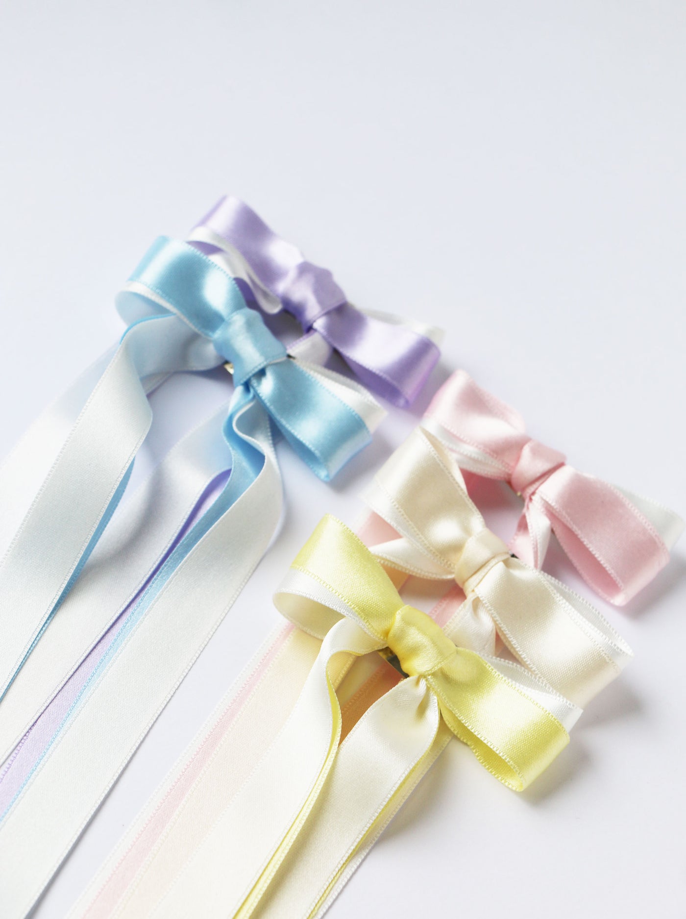 DOUBLE PASTEL SATIN LONG TAIL BOW