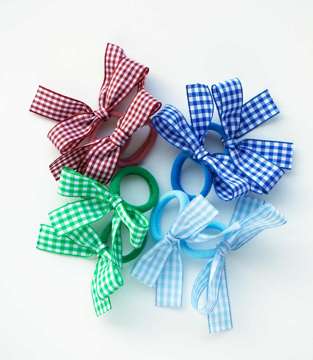 Old Pink- Mini Gingham hair ties – Eva's House, image size:1000x1152